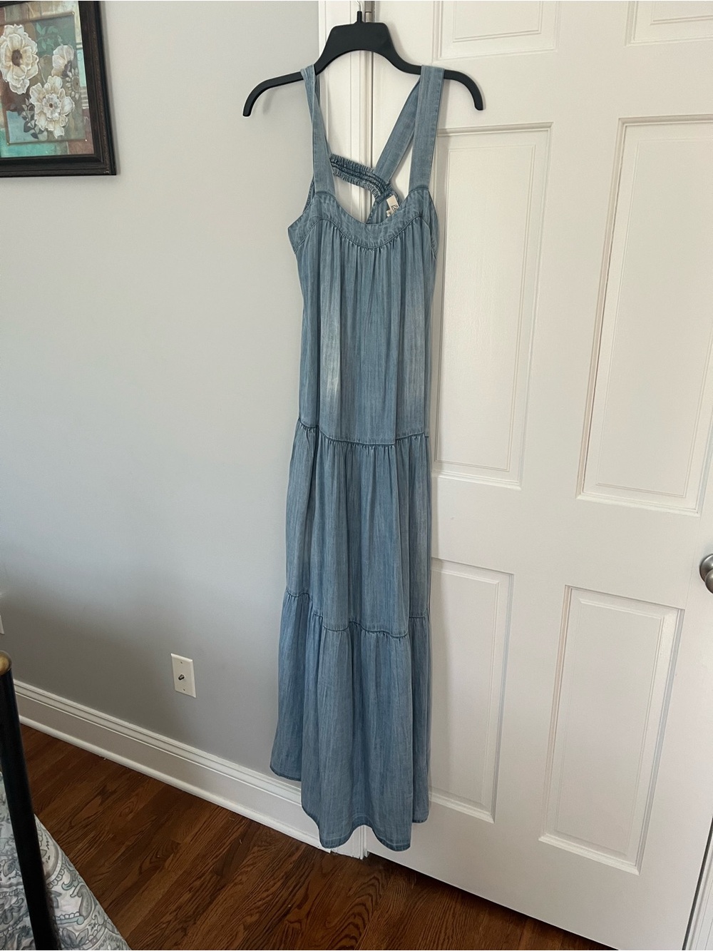 Elan Light Blue Tiered Maxi Dress